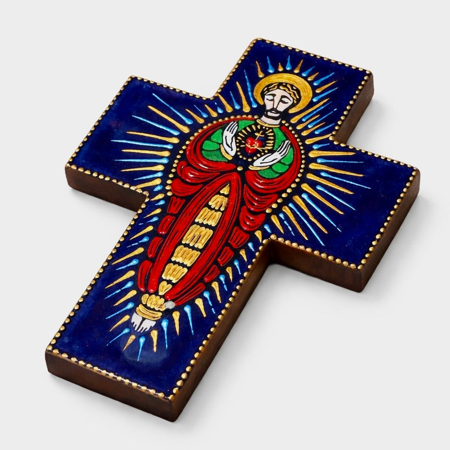 Sacred Heart of Jesus (Classic Icon Style) - Desk Cross w/ Hook and Stand