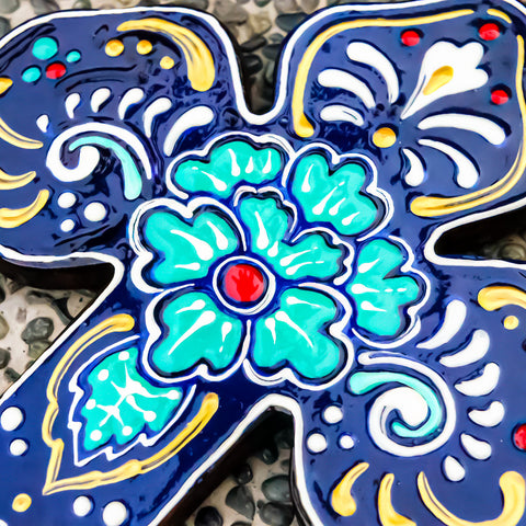 Amapola Cian - Wall Cross w/ Hook