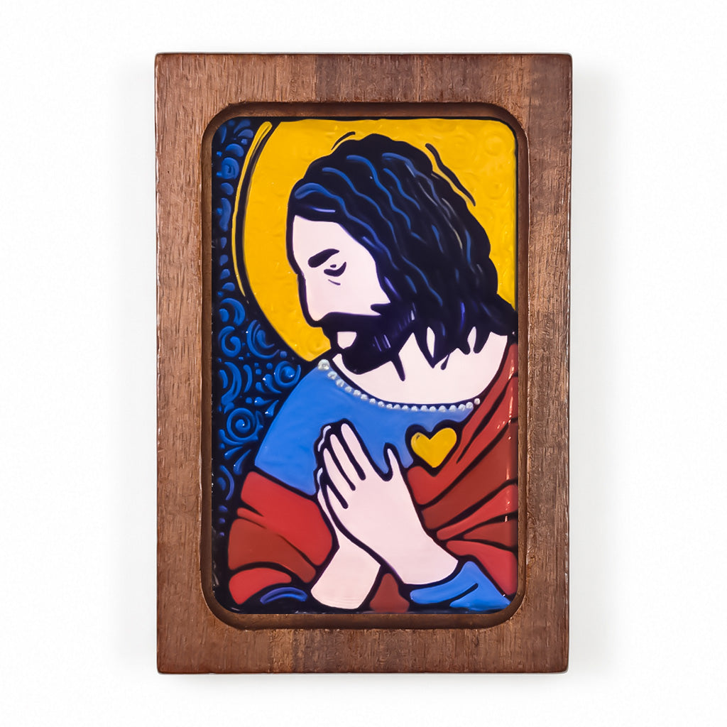 Sacred Heart of Jesus - Estampita w/ Stand