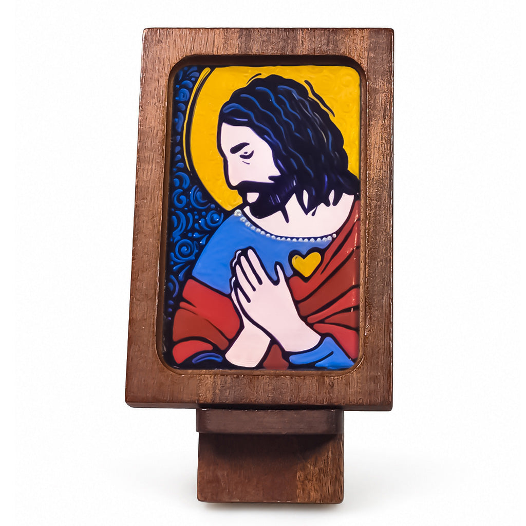 Sacred Heart of Jesus - Estampita w/ Stand