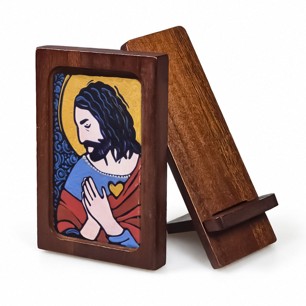 Sacred Heart of Jesus - Estampita w/ Stand