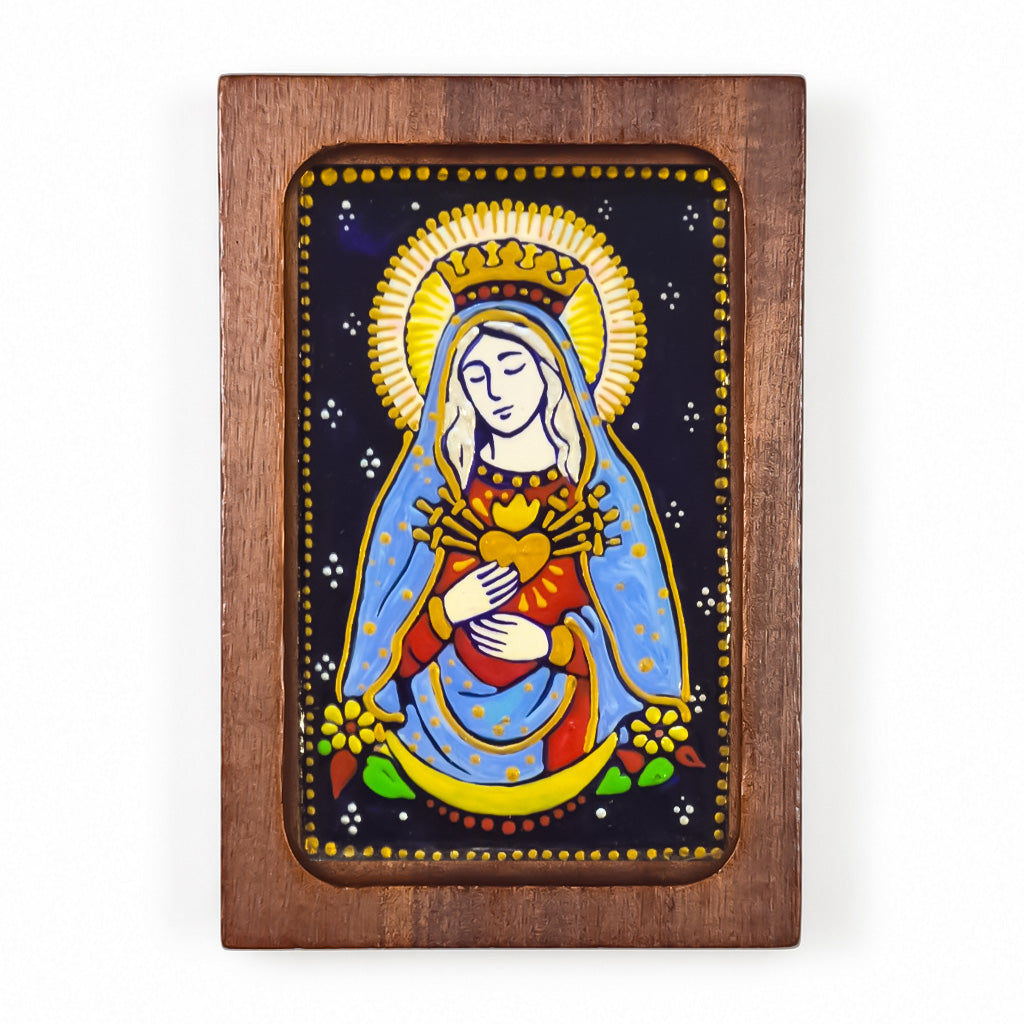 Sacred Heart of Mary - Estampita w/ Stand