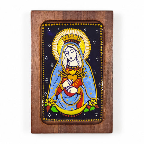 Sacred Heart of Mary - Estampita w/ Stand