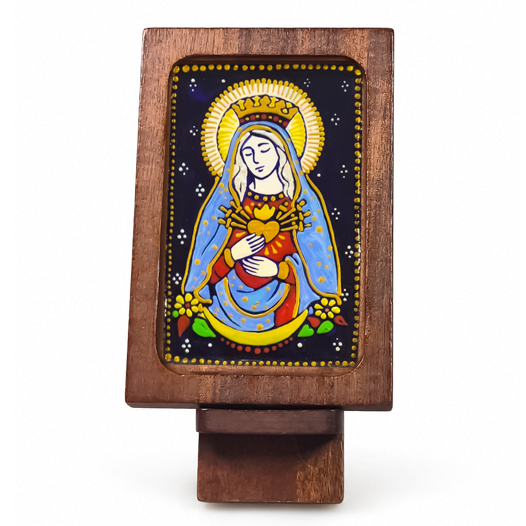 Sacred Heart of Mary - Estampita w/ Stand