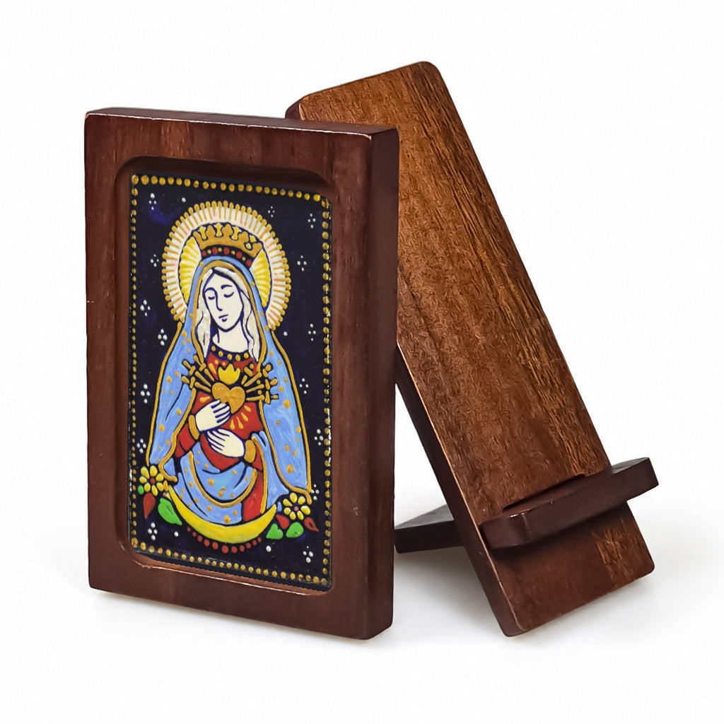 Sacred Heart of Mary - Estampita w/ Stand